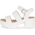 thumbnail image 1 of Chariot & Co. Credit - Women's Open Toe Double Band Ankle Buckle Block Heel Platform Sandal with Lug Sole(White PU, 8), 1 of 5