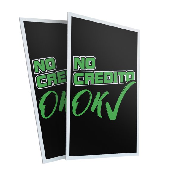 No Credito Ok (2-Pack) 24 Inch x 36 Inch Plastic Signs Sign Insert 4mm Corrugated Plastic Signs Storefront Window Poster Spanish Financial Assistance Customer Promotions Clear Messaging
