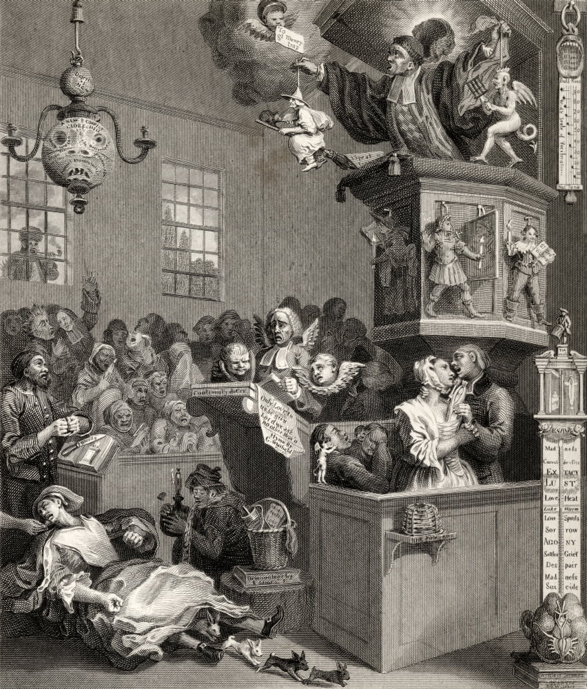 Credulity Superstition And Fanaticism Engraved By C Mottram After Hogarth From The Works Of Hogarth Published London 1833 Canvas Art - Ken Welsh Design Pics (13 x 15)