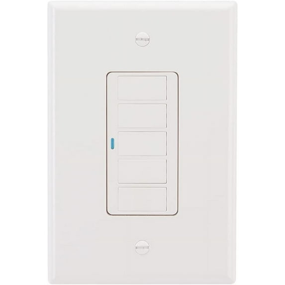 Cree Connected Max Smart In-Wall 5-Button Scene Controller For Connected Max Smart Bulbs, Compatible with Any Connected Max Smart Bulb, Bluetooth + WiFi, White, 1 Controller