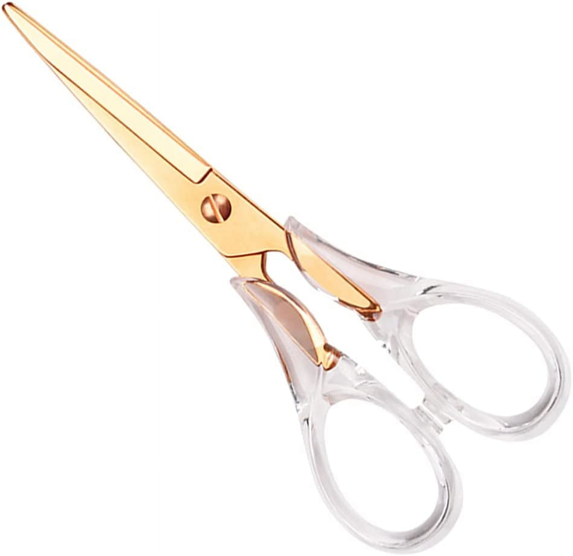 Clear Acrylic Gold Craft Scissors Straight Recycle Stainless Steel Cutting Tool Office Desk Stationery Tailor Sewing Scissors for School N Home