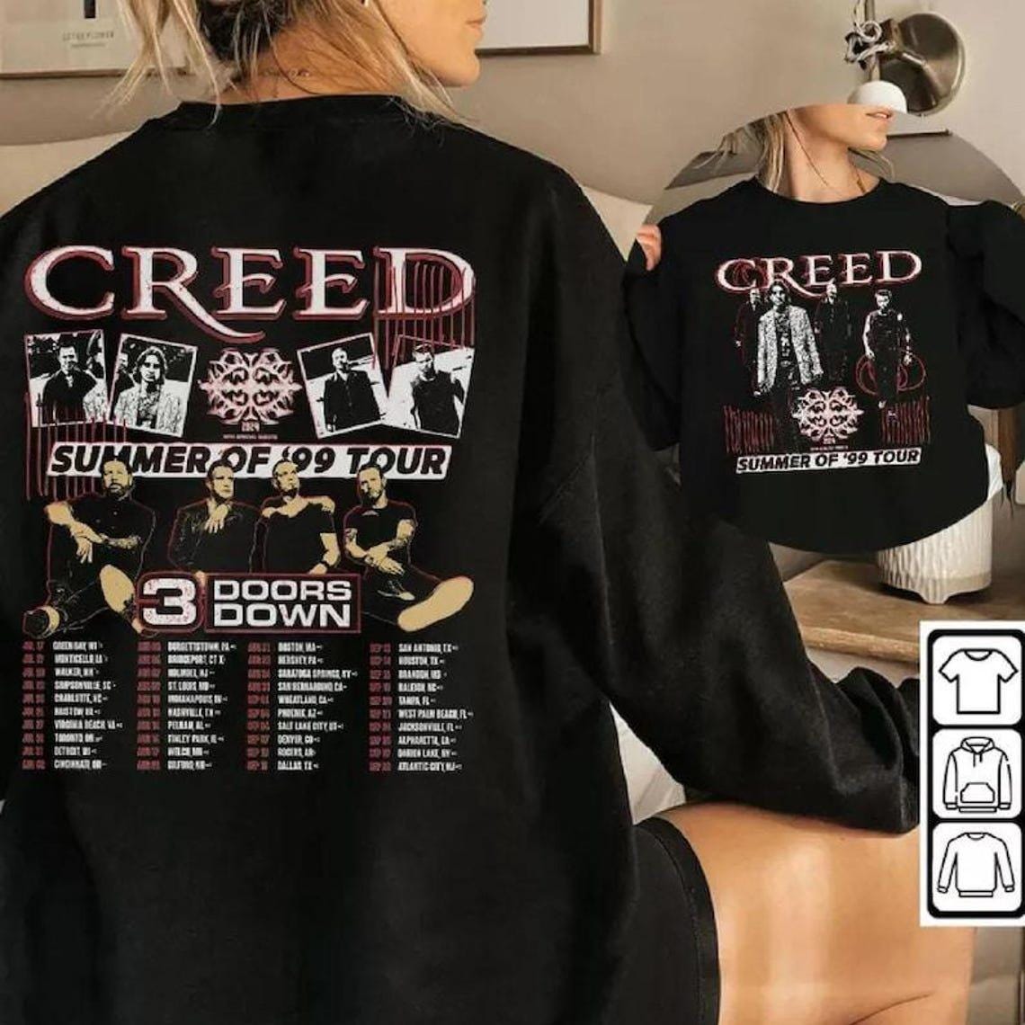 Creed 2024 Tour Summer of ’99 Tour Two Side SweatShirt, Creeds 3 Doors