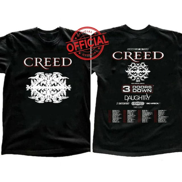 Creed 2024 Tour Summer of ’99 Tour Black TShirt Gift Fans All Size