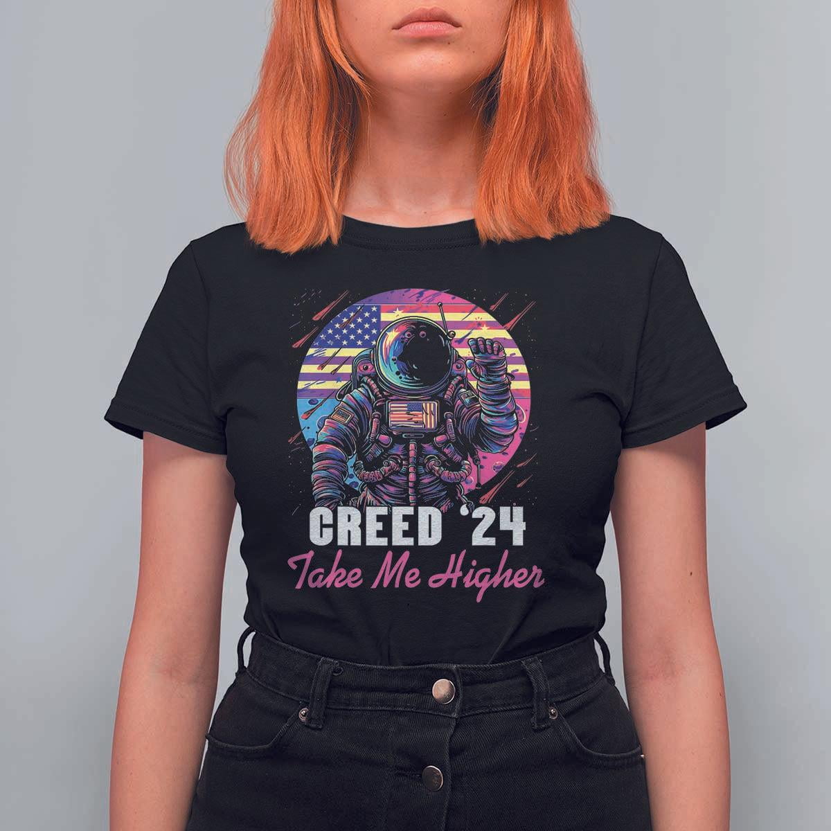 Creed '24 Take Me Higher T Shirt For Women American Astronaut Election
