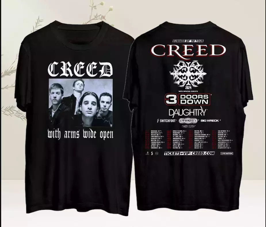 Creed Band 2024 Tour Summer Of '99 Tour Tshirt Cotton Fans Gift Am202