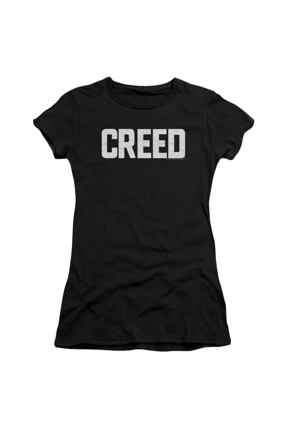 Creed Cracked Logo Junior Women's T-Shirt Sheer Black