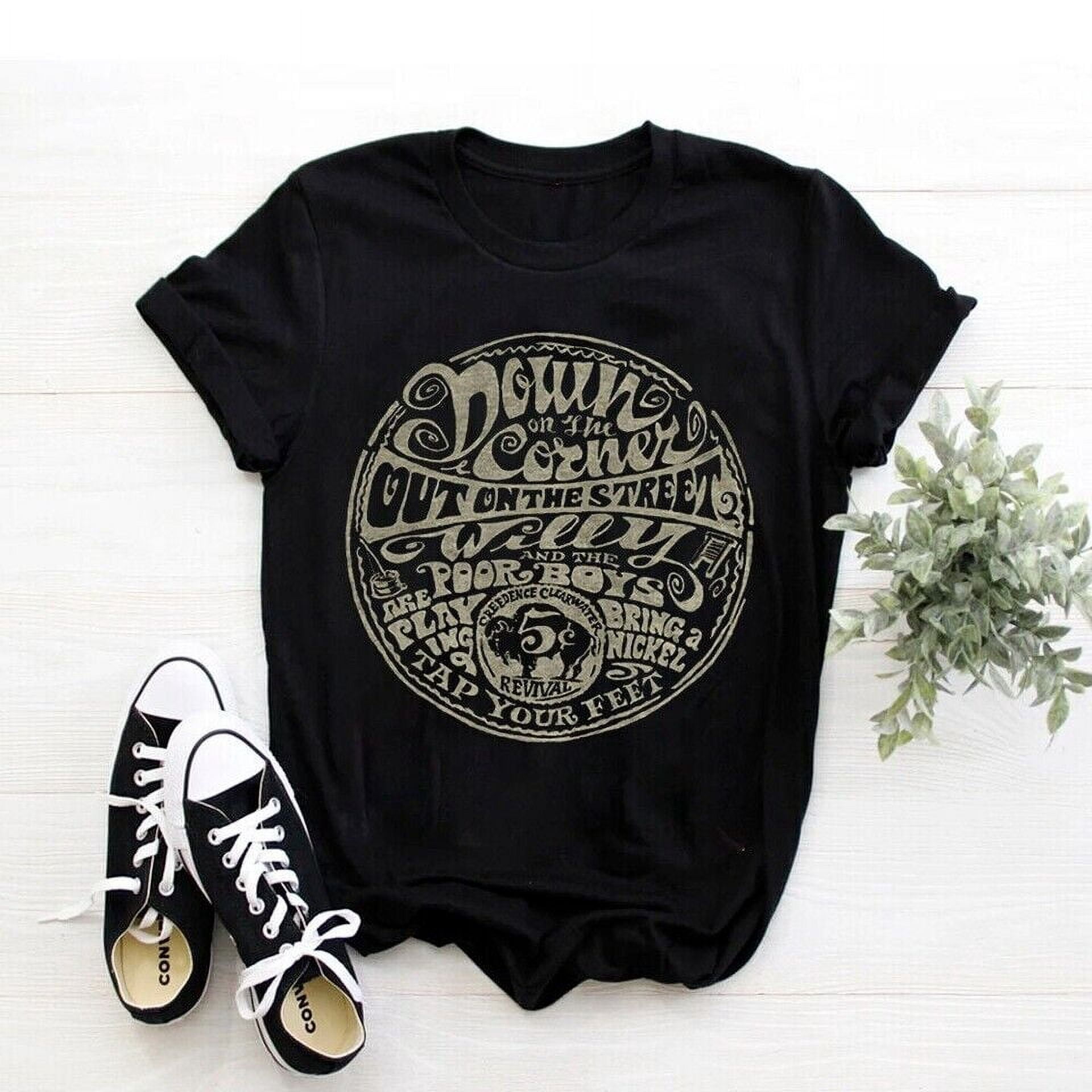 Creedence Clearwater Revival 'Down On The Corner' Black T-Shirt - 100% Cotton Band Tee (Medium)
