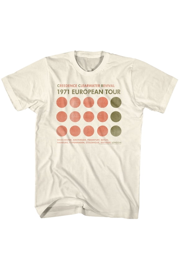 Creedence Clearwater Revival European Tour 1971 Men's T Shirt (Ivory, Adult4XL)