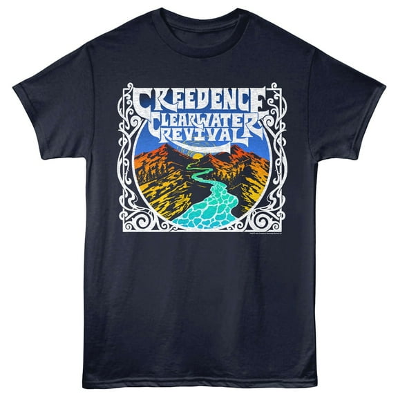 Creedence Clearwater Revival - Mountains And River - American Classics - Navy Adult Short Sleeve T-Shirt