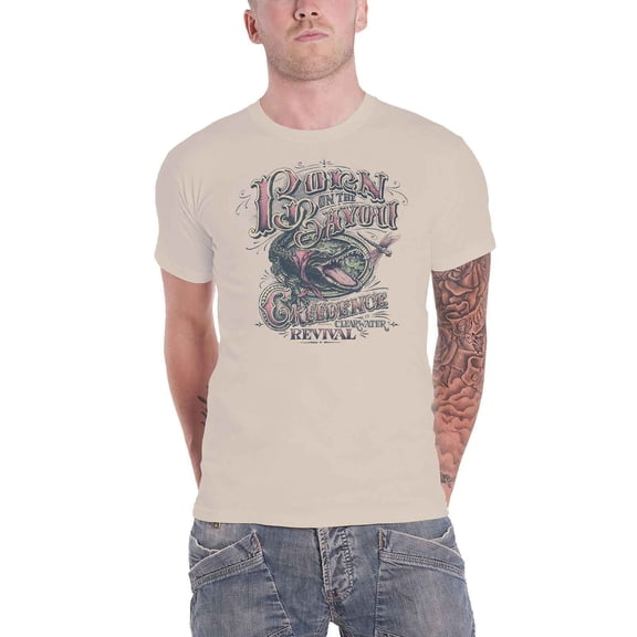 Creedence Clearwater Revival T Shirt Born On The Bayou Official Mens Sand