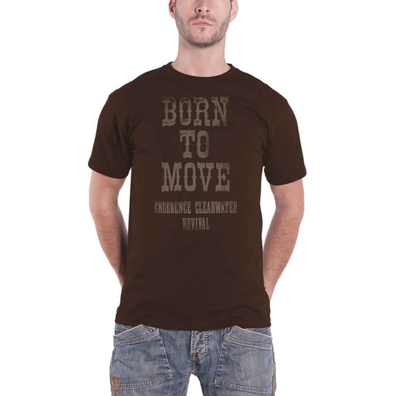 Creedence Clearwater Revival T Shirt Born To Move Logo new Official Mens Brown