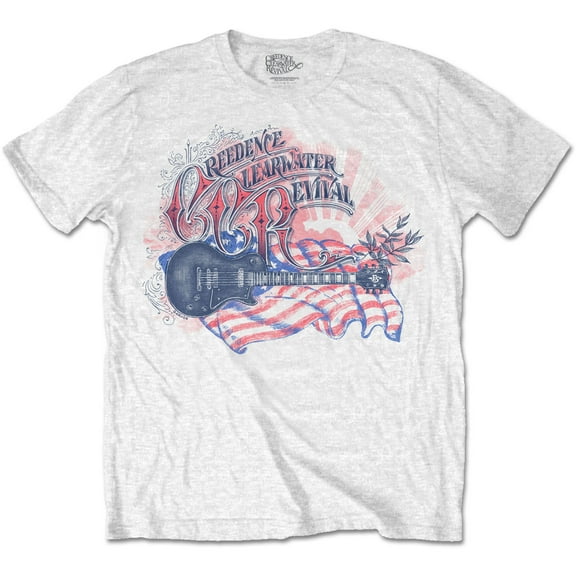 Creedence Clearwater Revival Unisex T-Shirt Guitar & Flag (Small)