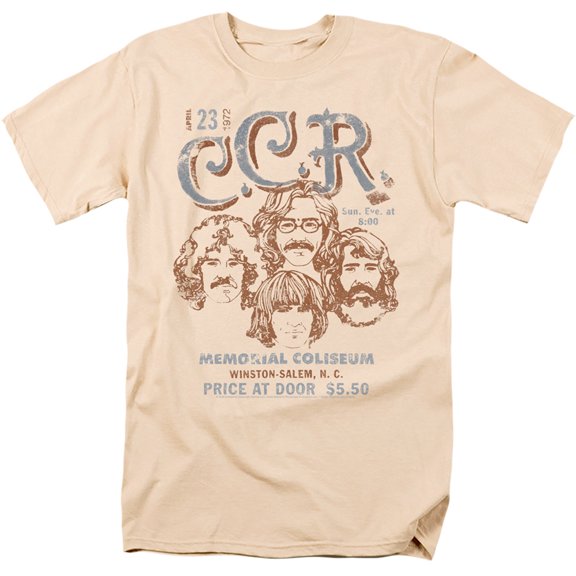 Creedence Clearwater Revivial Sketch Poster Adult 18/1 T-Shirt Cream