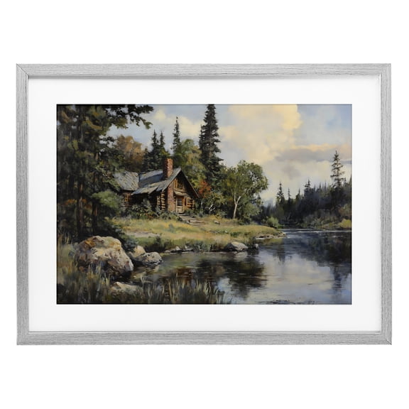 Stupell Industries Creek Cabin Woodland View Gray Framed Print Under Glass, design by Franklyn Gregory