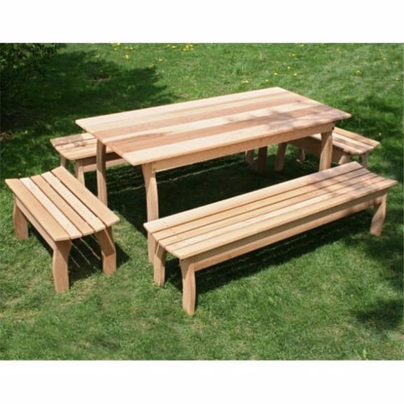 Creek Vine Designs ELY94CTT4B-2CVD 94 in. L x 32 in. W Cedar Family Dining Set