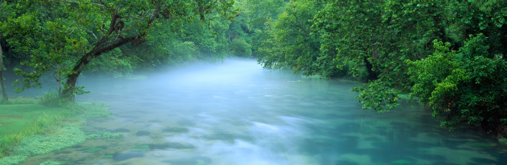 Creek flowing through a forest Ozark National Scenic Riverways Ozark Mountains Missouri USA Canvas Art - Panoramic Images (6 x 18)