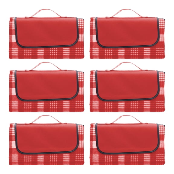 Creekside Roll Up Picnic Blankets Set of 6, Bulk Pack - Great outdoor blanket for Camping, Picnic, Beach, Other Outdoor Activities - Red
