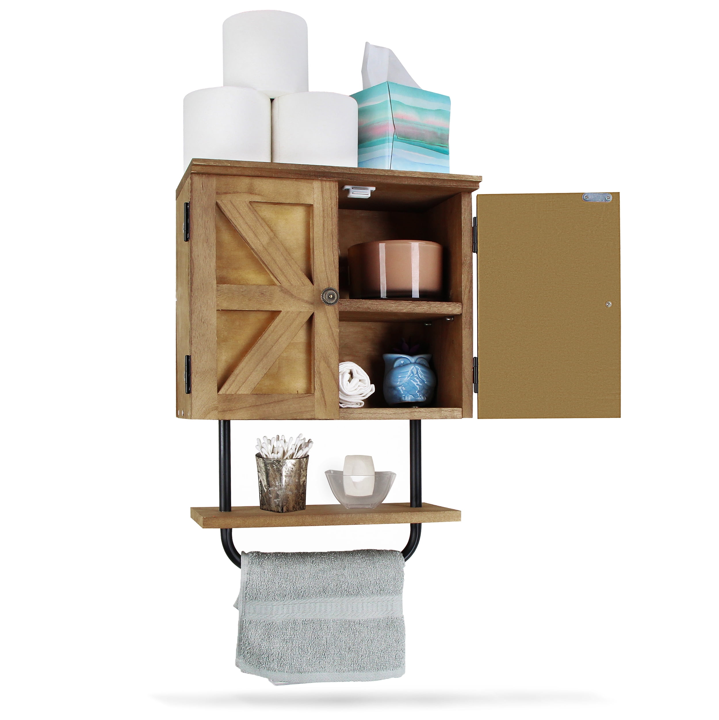 Creekview Large Mounted Tall Wood Bathroom Storage Cabinet - Rustic ...