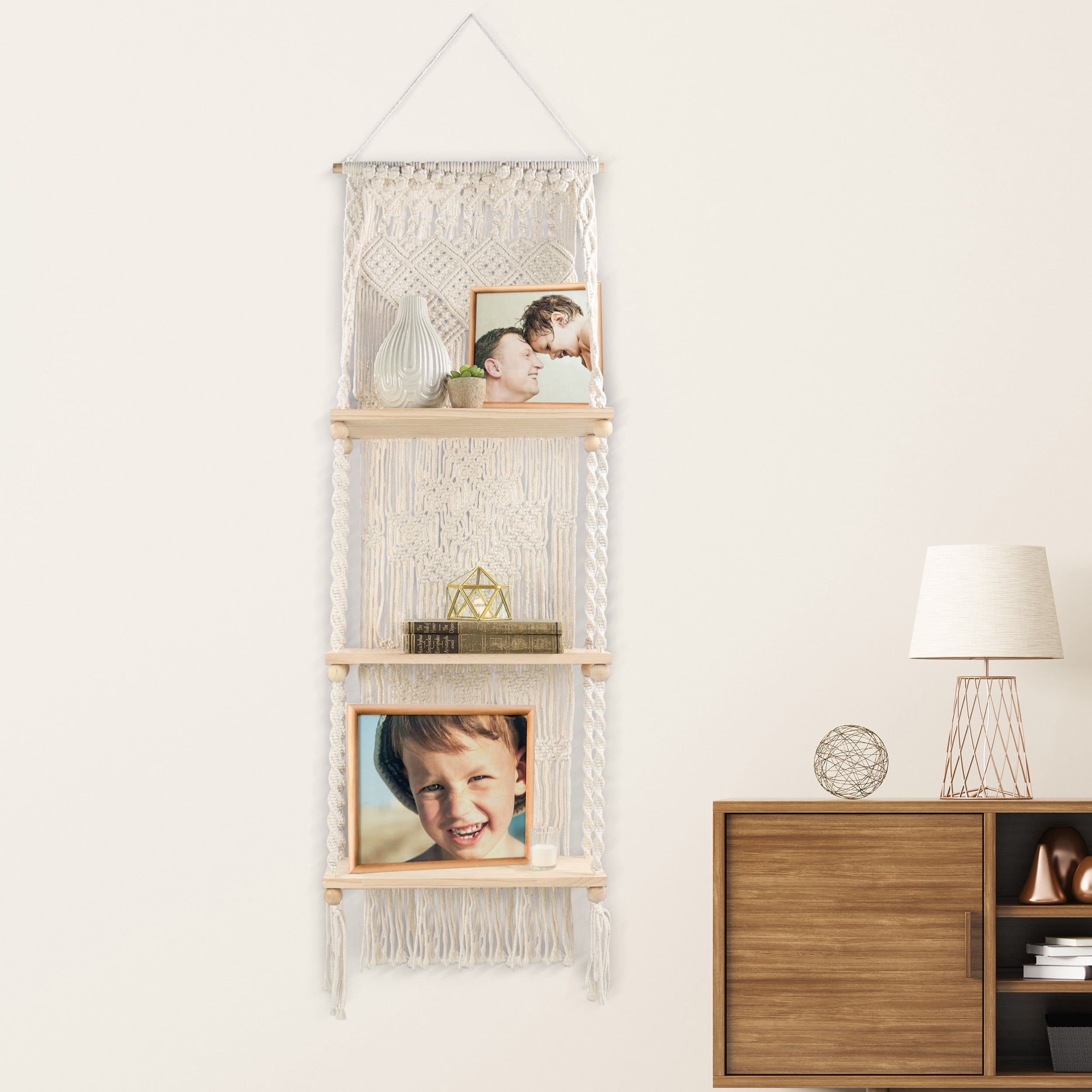 Creekview Home Emporium Boho Wall Decor 3 Tier Hanging Shelf for Plants ...