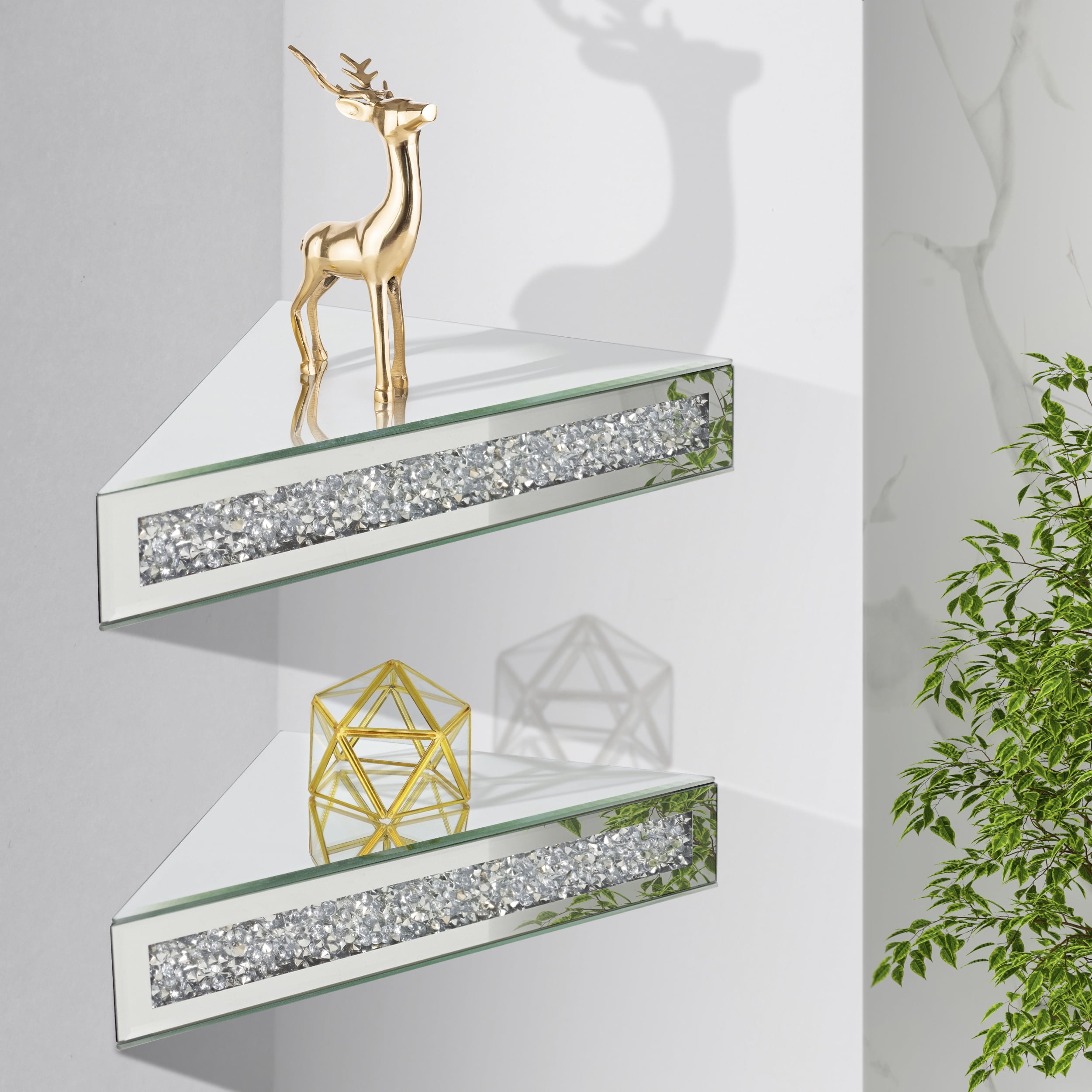 Mirrored floating shelves deals