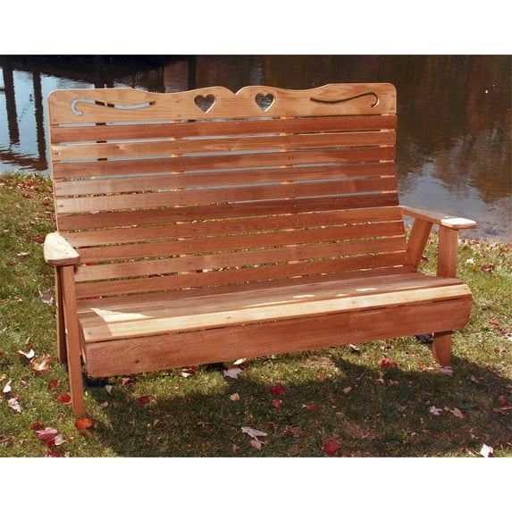 Creekvine Designs Cedar Royal Country Hearts Garden Bench-Size:4'