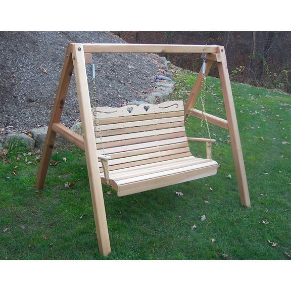 Creekvine Designs Cedar Royal Country Hearts Porch Swing with Stand-Size:4'
