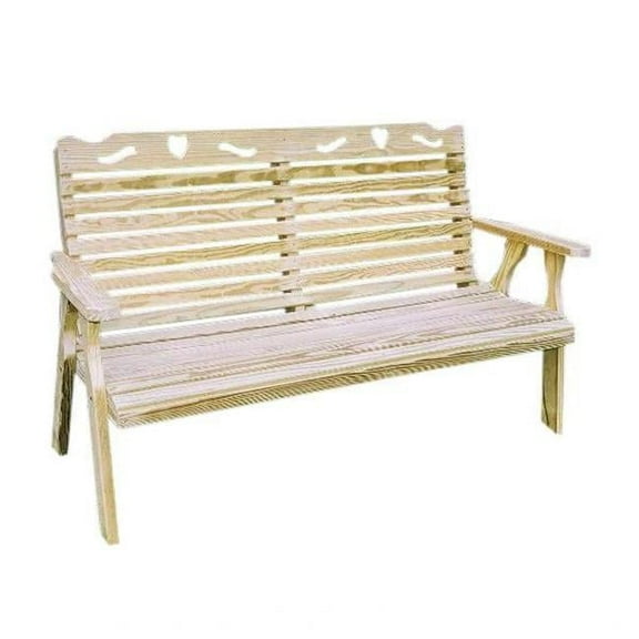 Creekvine Designs FPB60CBHCVD 64 in. Treated Pine Crossback with Heart Garden Bench