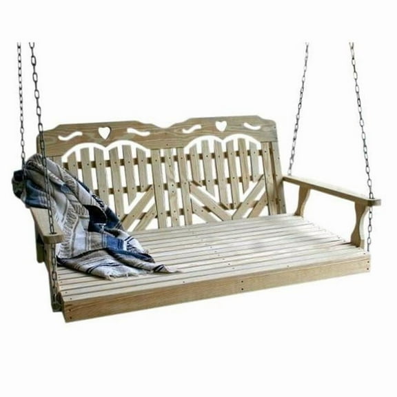 Creekvine Designs FTSBED60HHCVD 60 in. Treated Pine Heartback with Hearts Swingbed