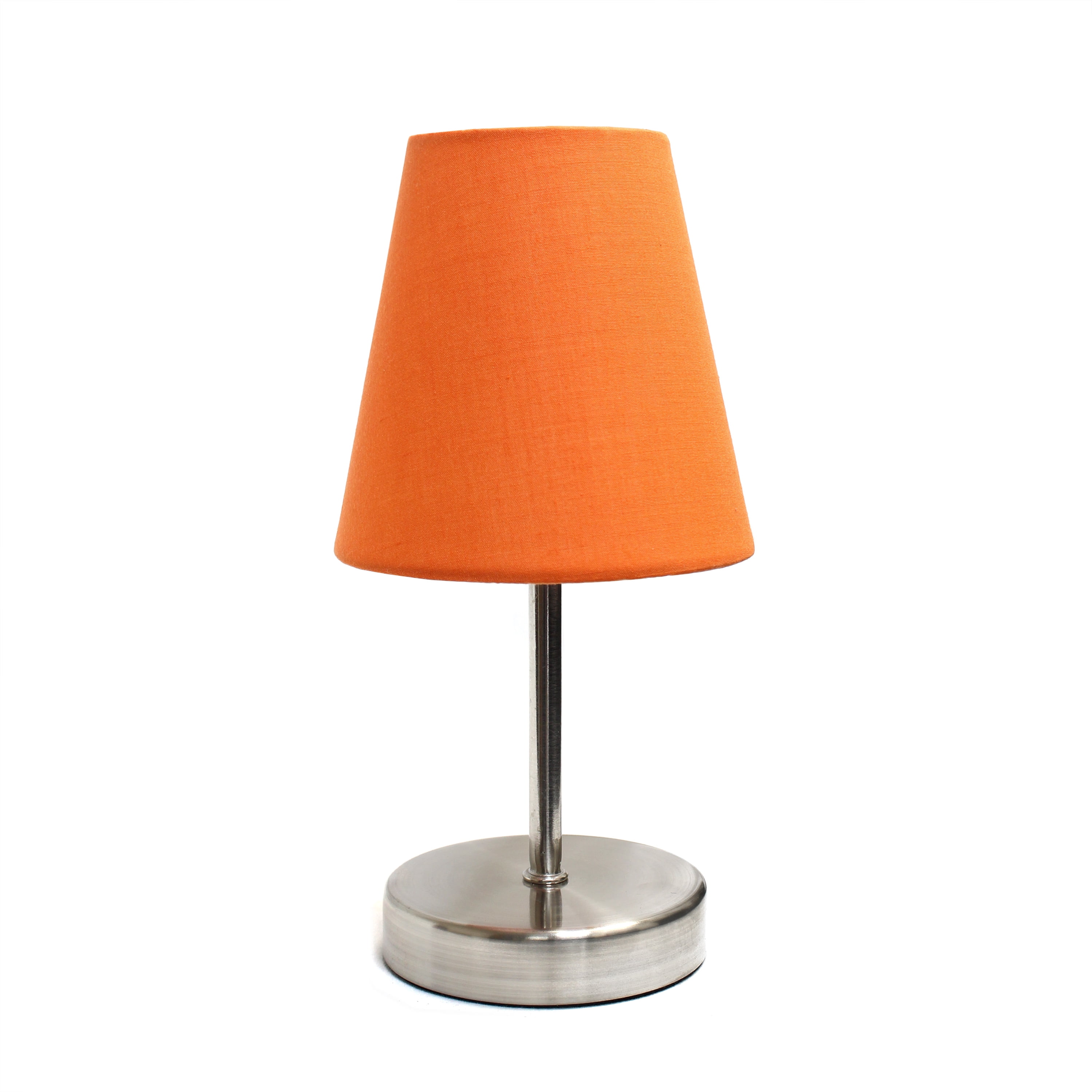 Creekwood Home 10.5" Iconic Duo Mini Sand Nickel Table Lamp Two Pack Set, for End Tables, Nightstands, Offices, Orange Shades