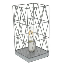 Creekwood Home 10" Modern Geometric Metal Cage Table Lamp, Decorative Accent Light For Living Room, Entryway, Bedroom, Black