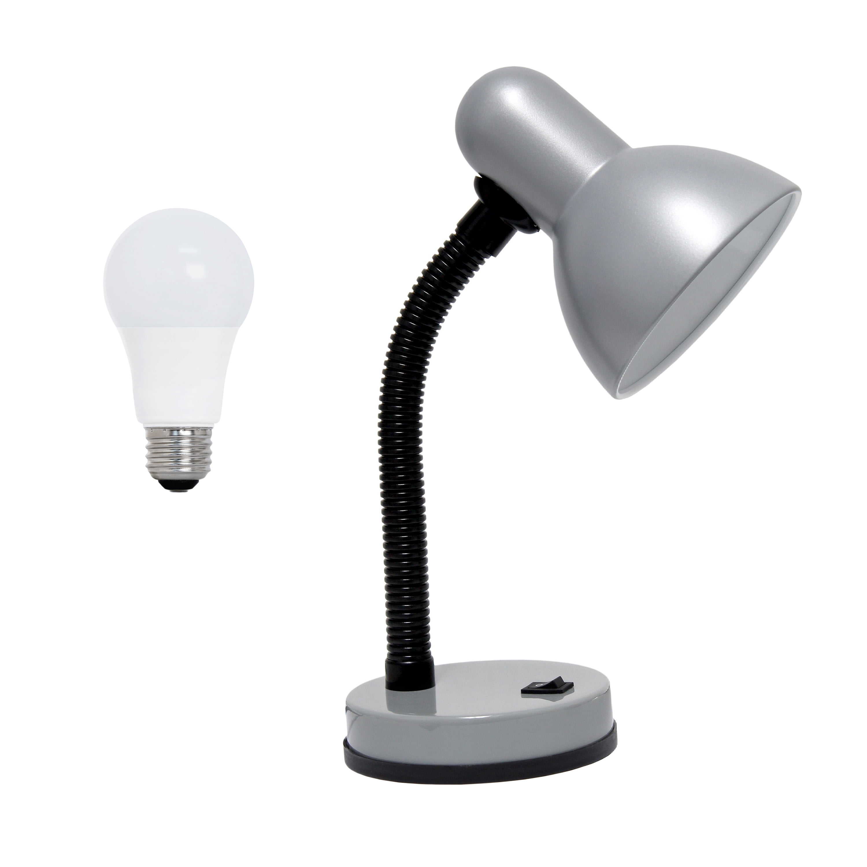 Creekwood Home 14.25" Traditional Desk Lamp with Flexible Gooseneck with LED Bulb, Silver