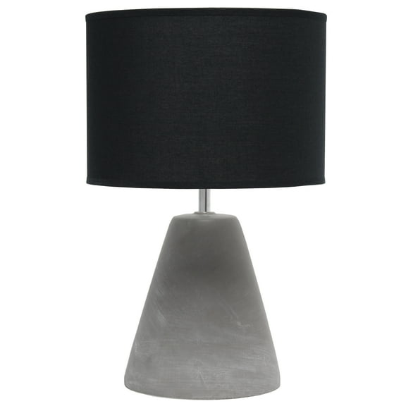 Creekwood Home 14.37" Organic Modern Tapered Concrete Table Lamp, For Living Room, Entryway, Bedroom, Stylish Accent Lighting, Black Shade
