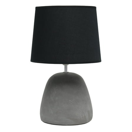 Creekwood Home 16.93" Organic Modern Concrete Table Lamp, For Living Room, Entryway, Bedroom, Minimalist Accent Lighting, Black Shade