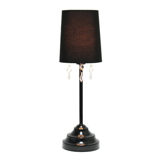 Creekwood Home 17.25" Black Contemporary Crystal Droplet Metal Table Lamp
