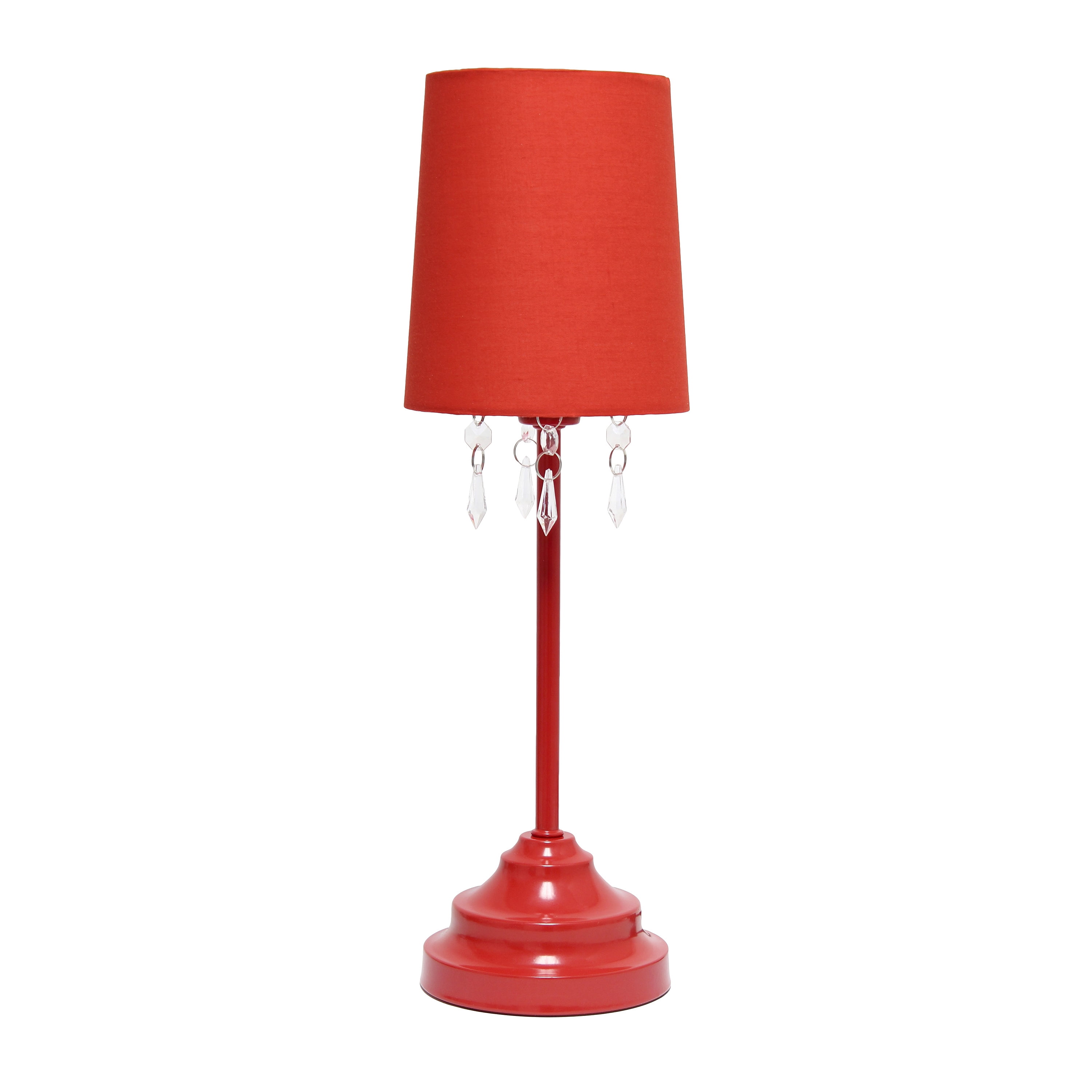 Creekwood Home 17.25 Contemporary Red Crystal Droplet Metal Table Lamp