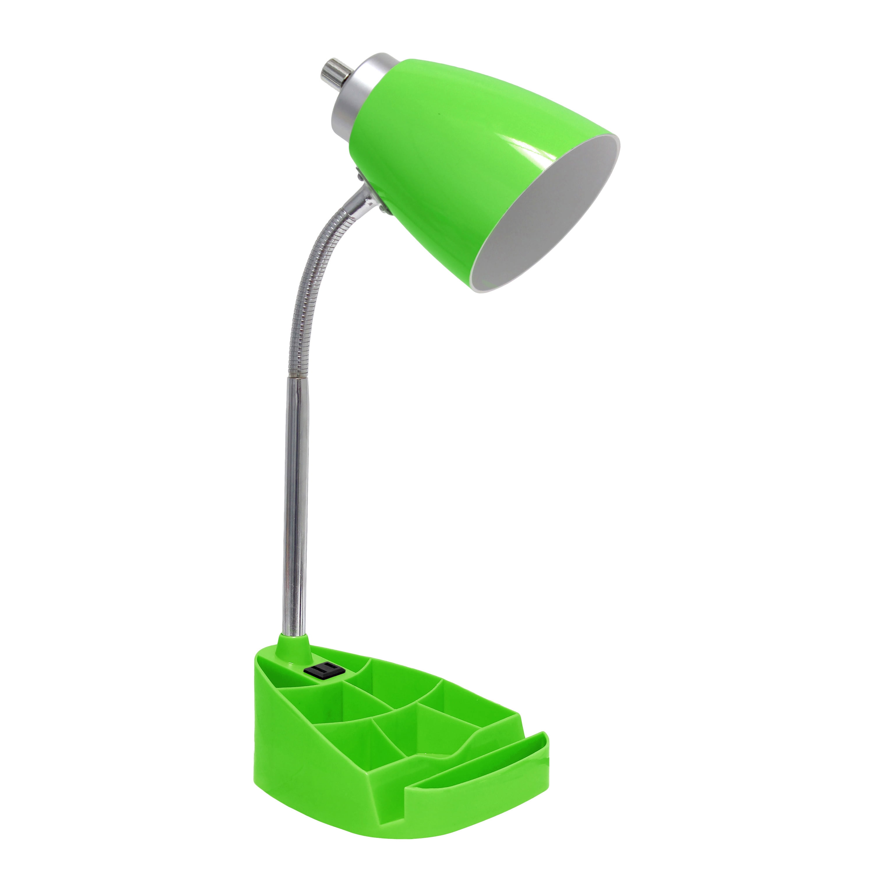 Creekwood Home 18.5" Flexible Coordinating Desk Lamp with Charging Outlet & Storage, Green