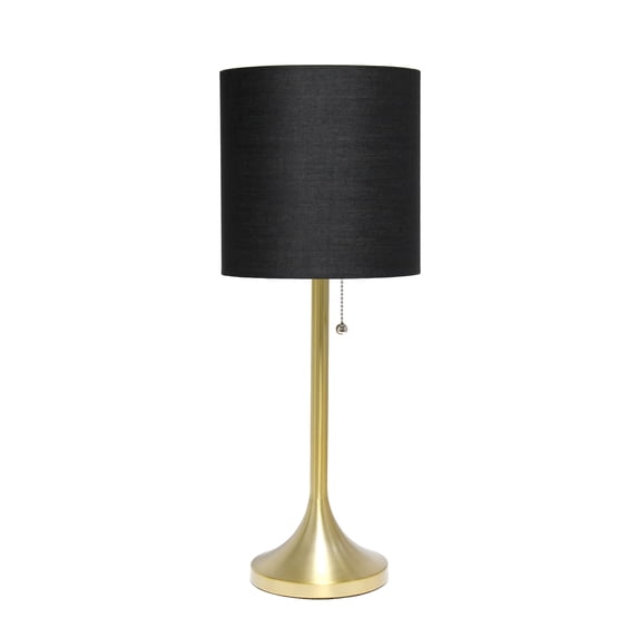Creekwood Home 21.25" Modern Glam Table Lamp, Gold Base With Black Shade, Stylish Lighting For Bedroom, Living Room, Or Entryway