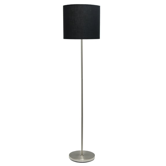 Creekwood Home 57" Contemporary Classic Brushed Nickel Floor Lamp, Black Shade