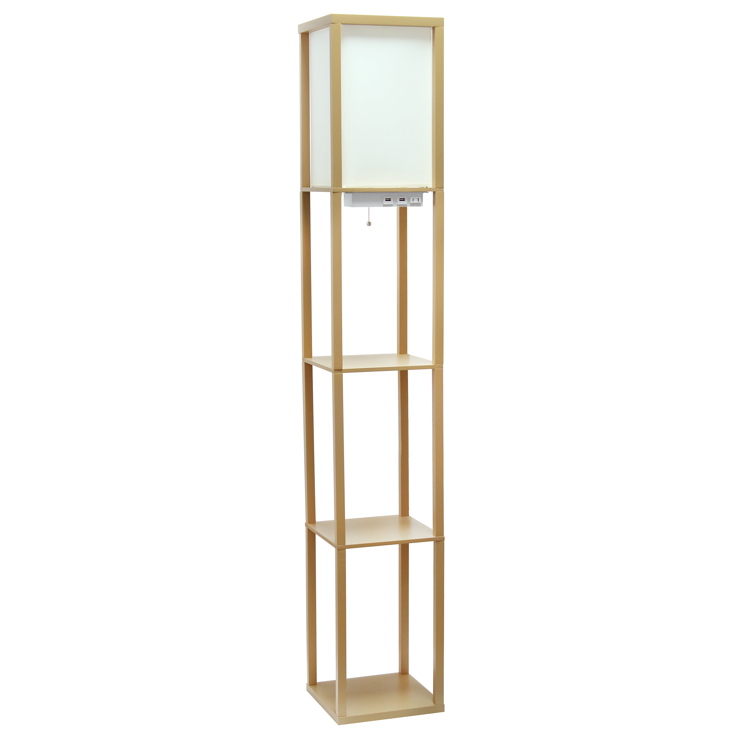 Classix 62.5" Tan and White 3-Tier Shelf Floor Lamp