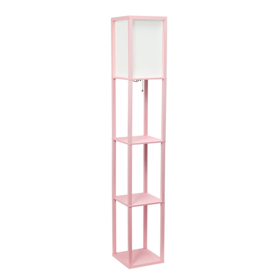 Creekwood Home 62.5" Contemporary 3-Tier Storage and Display Floor Lamp, Light Pink