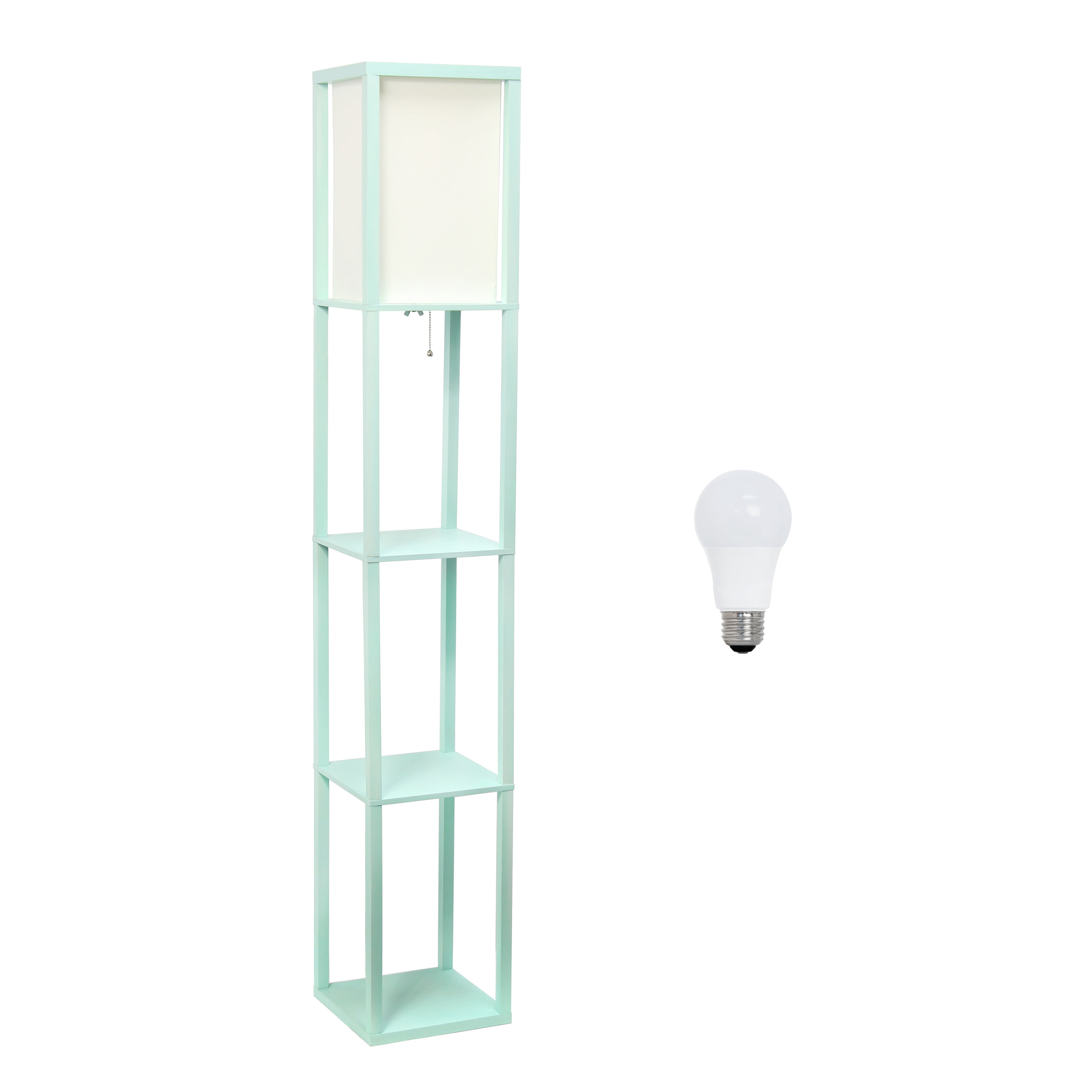 Creekwood Home 62.5" Contemporary 3-Tier Storage and Display Floor Lamp w/ LED Bulb, Aqua