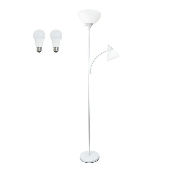 Creekwood Home 71.5" 2 Light Mother Daughter Metal Floor Lamp with LED Bulbs, White