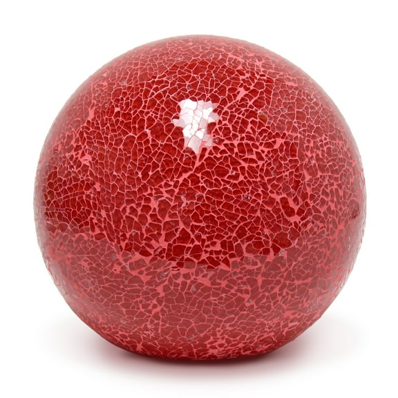 Creekwood Home 8" Crystal Mosaic Patchwork Dome Table Lamp, for Entryway, Living Room, Nightstand, Counter, Bookshelf, Red