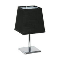 Creekwood Home 9.65" Compact And Chic Modern Square Chrome Accent Table Lamp, For Living Room, Bedroom, Office, Black Shade