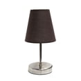 thumbnail image 1 of Creekwood Home Nauru 10.5" Traditional Petite Metal Stick Bedside Table Desk Lamp in Sand Nickel with Fabric Empire Shade for Nightstand, End Table, Dorm, Espresso Brown, 1 of 6