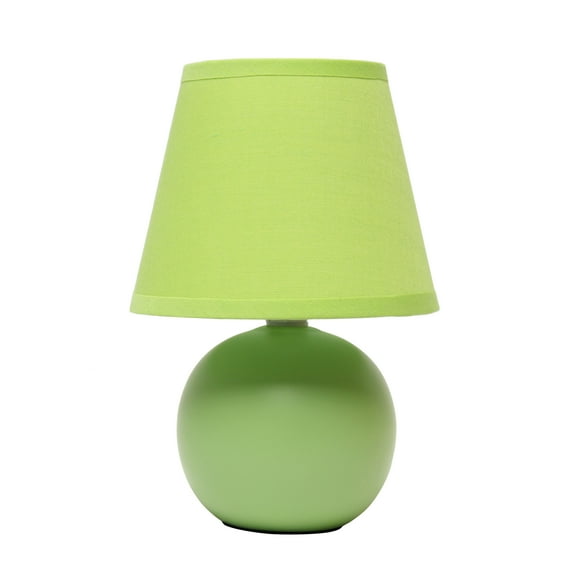 Creekwood Home Nauru 8.66" Traditional Petite Ceramic Orb Base Bedside Table Desk Lamp with Matching Tapered Drum Fabric Shade for Nightstand, End Table, Dorm, Home Décor, Bedroom, Living Room, Green