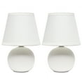 thumbnail image 1 of Creekwood Home Nauru 8.66" Traditional Petite Ceramic Orb Base Bedside Table Desk Lamp Two Pack Set with Matching Tapered Drum Fabric Shade for Nightstand, End Table, Dorm, Off White, 1 of 6