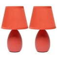 thumbnail image 1 of Creekwood Home Nauru 9.45" Traditional Petite Ceramic Oblong Bedside Table Desk Lamp Two Pack Set with Matching Tapered Drum Fabric Shade for Nightstand, End Table, Dorm, Orange, 1 of 5