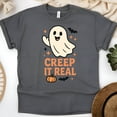 thumbnail image 1 of Creep It Real Ghost Graphic Tee Funny Unisex T-Shirt, Dark Heather, Size 2XL, 1 of 6