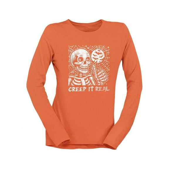 Creep It Real Skeleton Halloween Graphic - Women's Long Sleeve